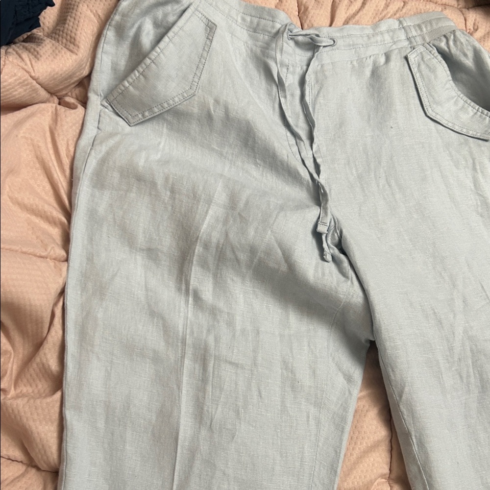Talbots Baby Blue Linen Trousers - Picture 4 of 7